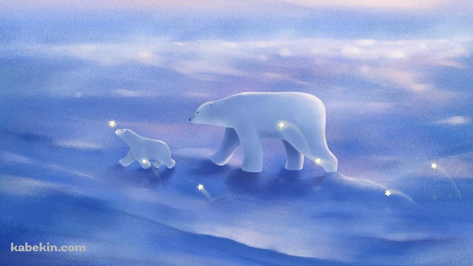 白熊の親子の壁紙(960px x 540px) 高画質 PC・デスクトップ用
