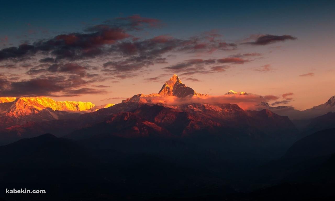 ヒマラヤ山脈 夕暮れの壁紙(1280px x 768px) 高画質 PC・デスクトップ用