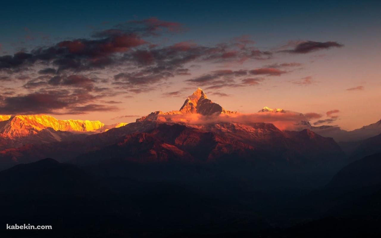 ヒマラヤ山脈 夕暮れの壁紙(1280px x 800px) 高画質 PC・デスクトップ用