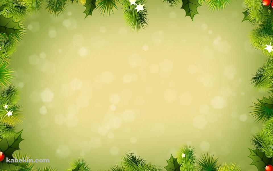 クリスマス / 赤い木の実 / ヒイラギの実 / フレーム・枠の壁紙(960px x 600px) 高画質 PC・デスクトップ用