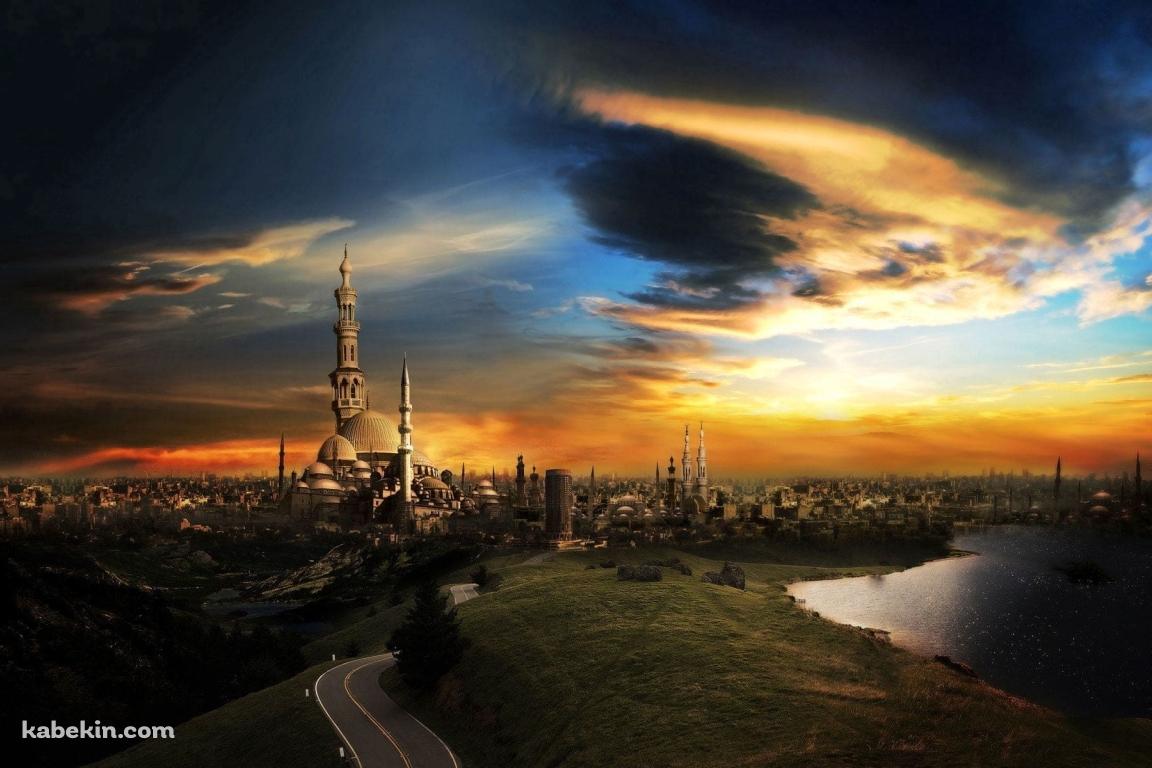 イスラム / モスク / 夕陽の壁紙(1152px x 768px) 高画質 PC・デスクトップ用