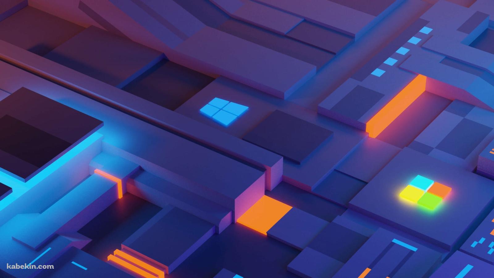 光るWindowsロゴの壁紙(1600px x 900px) 高画質 PC・デスクトップ用