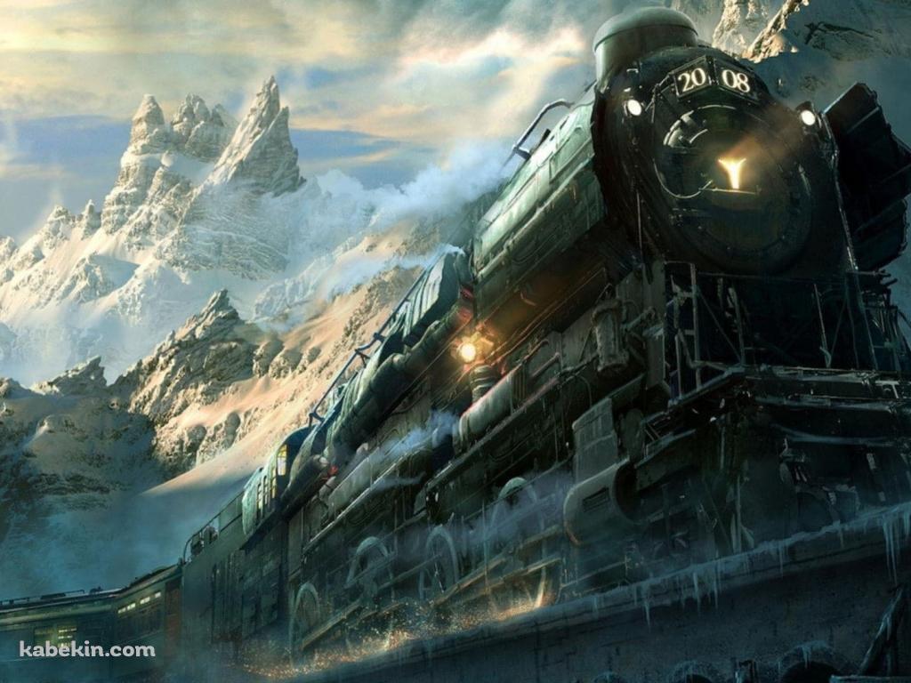 雪山と汽車 2008の壁紙(1024px x 768px) 高画質 PC・デスクトップ用