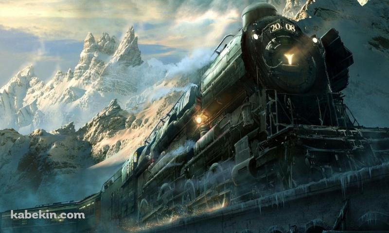 雪山と汽車 2008の壁紙(800px x 480px) 高画質 PC・デスクトップ用