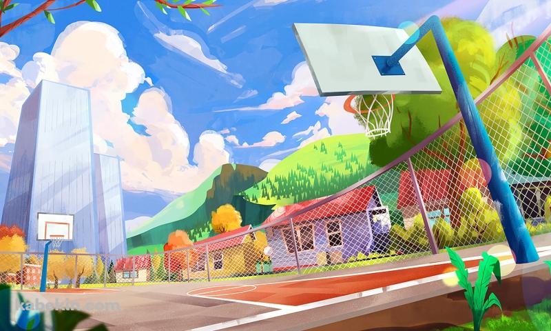 バスケットコート イラストの壁紙(800px x 480px) 高画質 PC・デスクトップ用