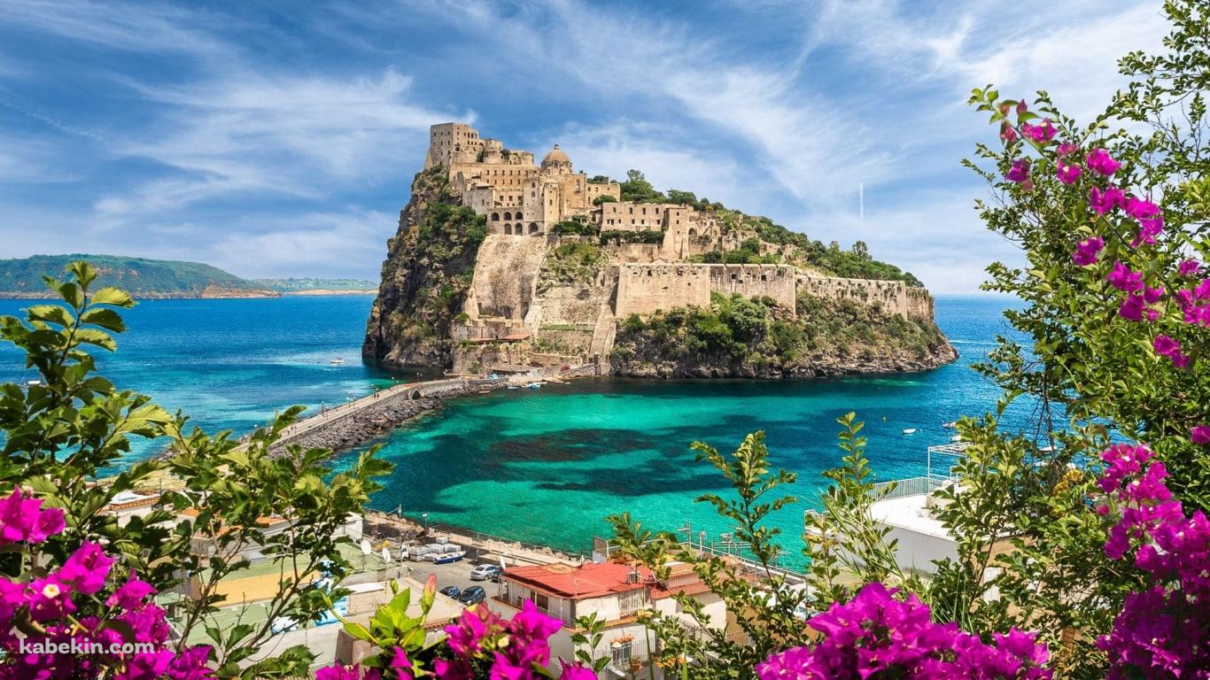 イスキアのアラゴン城 / イタリアの壁紙(1366px x 768px) 高画質 PC・デスクトップ用
