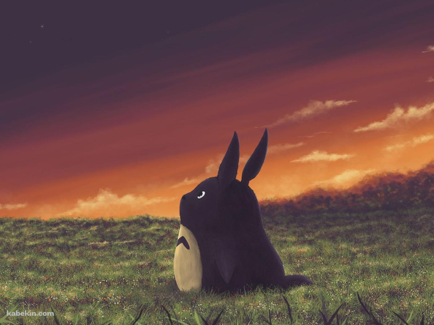 かわいいトトロ 夕暮れ 草原の壁紙(1400px x 1050px) 高画質 PC・デスクトップ用