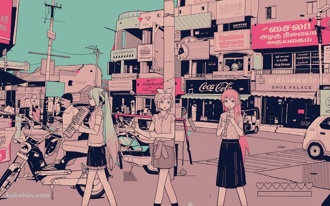 ボカロ / 初音ミク / 鏡音リン / 巡音ルカ / レトロの壁紙(1152px x 720px) 高画質 PC・デスクトップ用