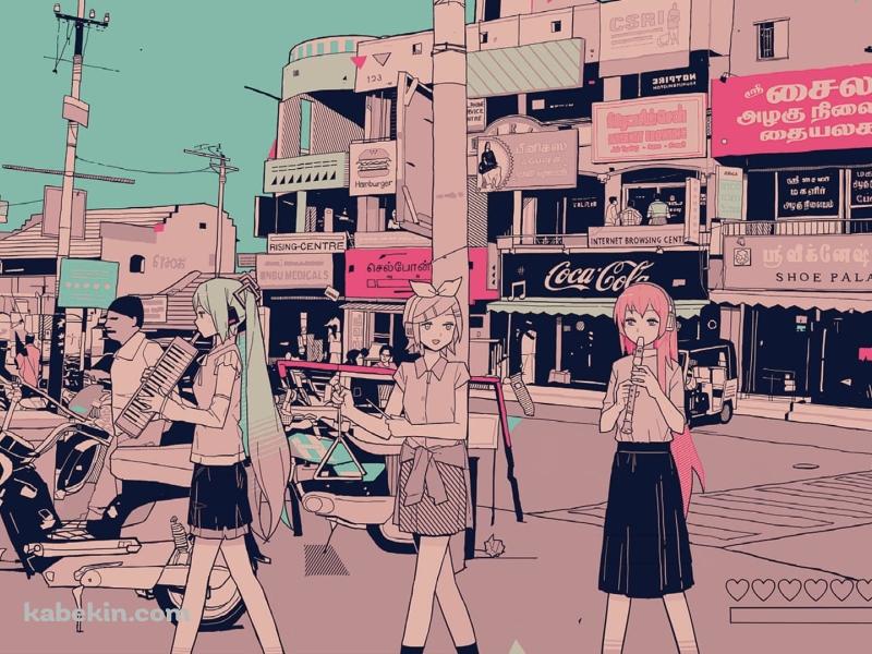 ボカロ / 初音ミク / 鏡音リン / 巡音ルカ / レトロの壁紙(800px x 600px) 高画質 PC・デスクトップ用