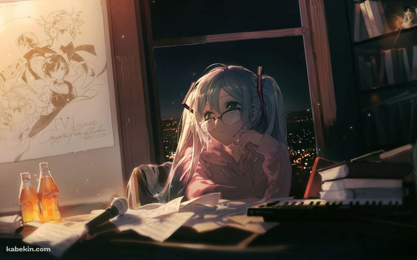 物思いにふける初音ミク / 作曲の壁紙(1440px x 900px) 高画質 PC・デスクトップ用