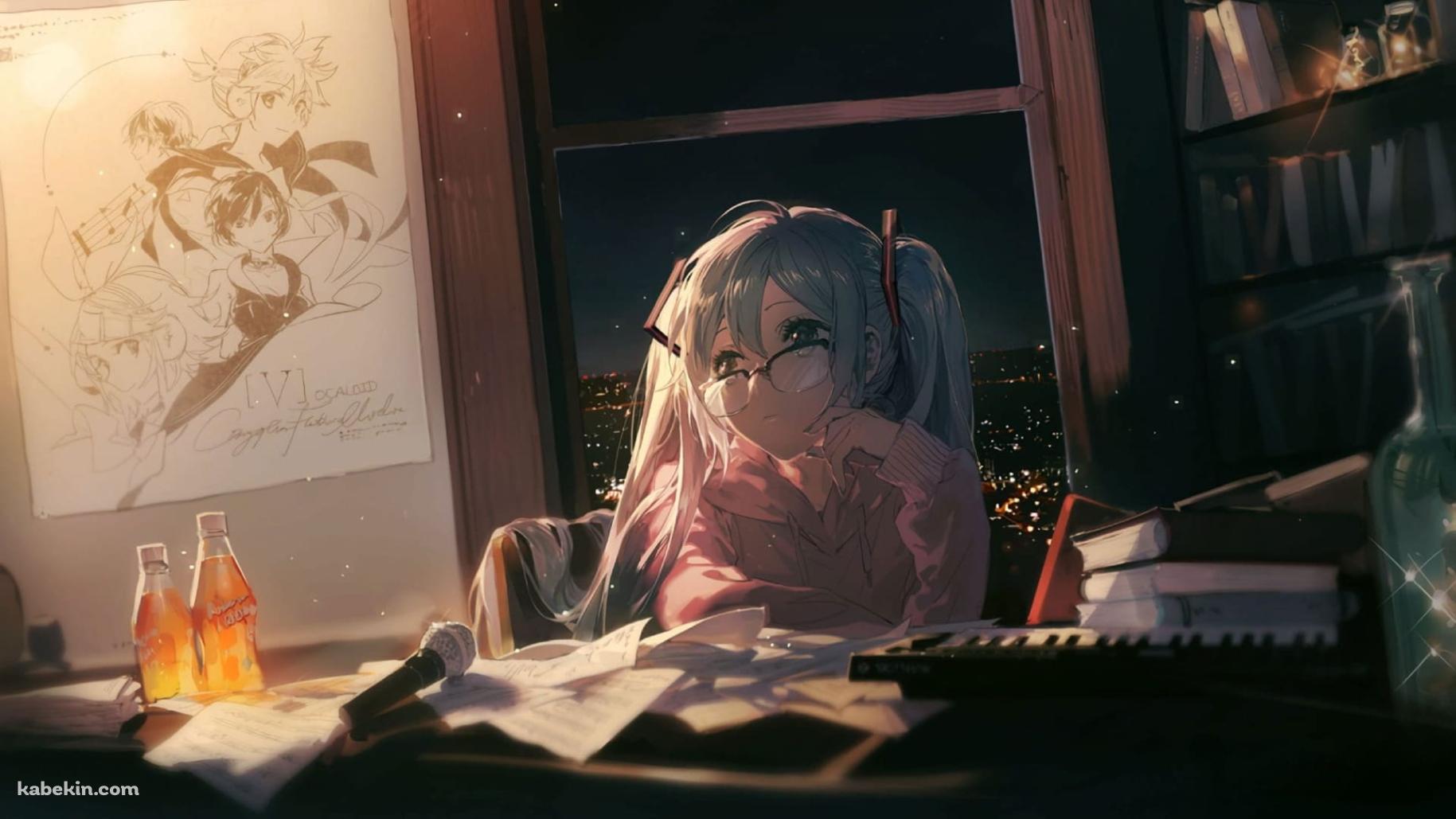 物思いにふける初音ミク / 作曲の壁紙(1829px x 1029px) 高画質 PC・デスクトップ用