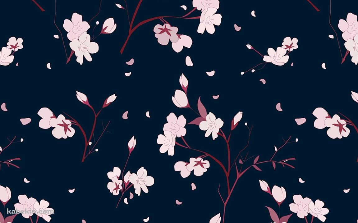 桜の花 / 青地 / イラストの壁紙(1152px x 720px) 高画質 PC・デスクトップ用