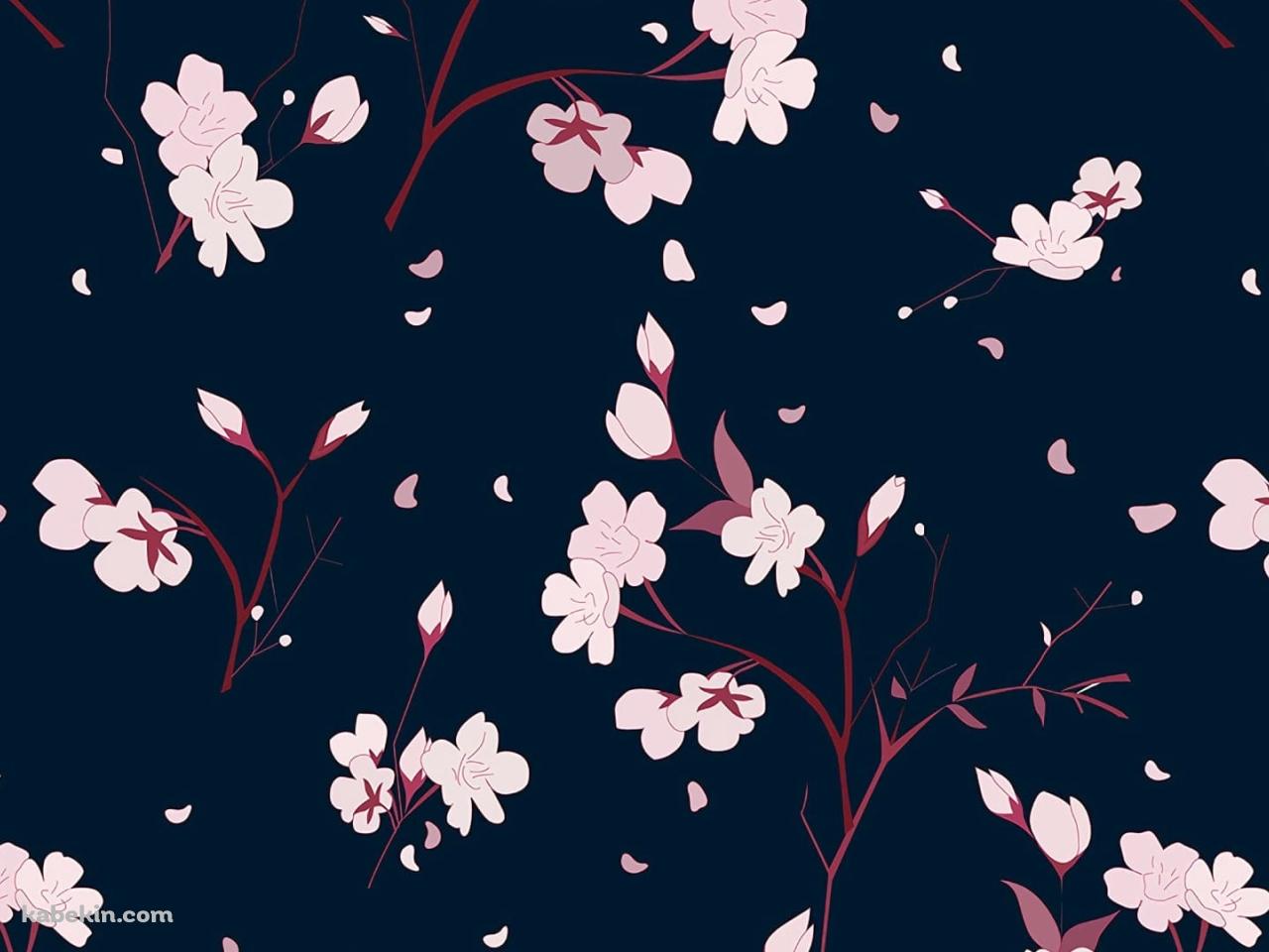 桜の花 / 青地 / イラストの壁紙(1280px x 960px) 高画質 PC・デスクトップ用