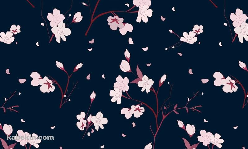 桜の花 / 青地 / イラストの壁紙(800px x 480px) 高画質 PC・デスクトップ用