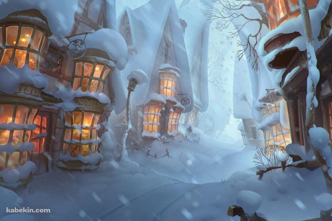雪が降る街 / 冬の壁紙(1152px x 768px) 高画質 PC・デスクトップ用