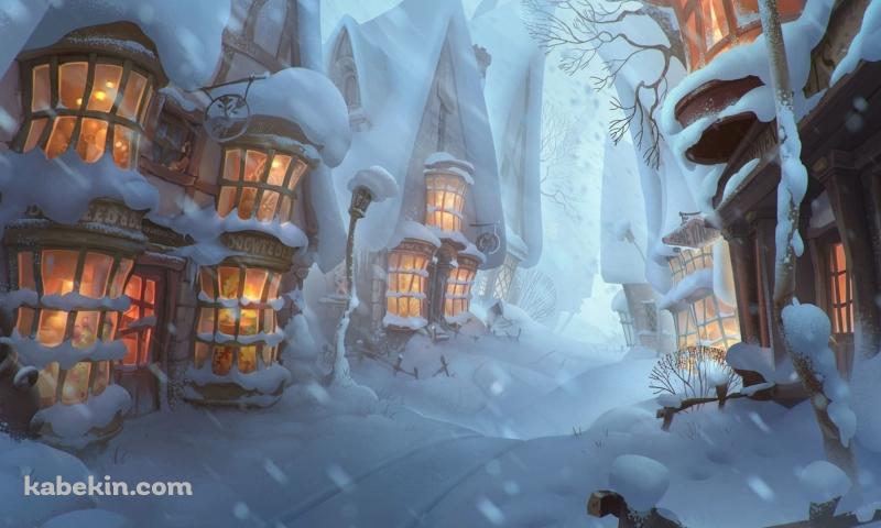 雪が降る街 / 冬の壁紙(800px x 480px) 高画質 PC・デスクトップ用