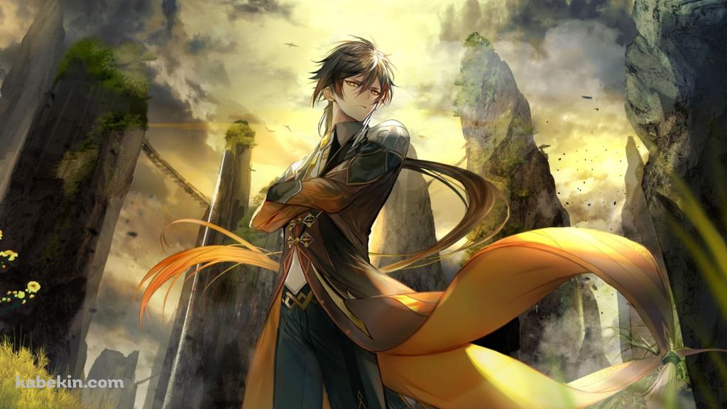 腕を組む鍾離(しょうり) / 原神の壁紙(1024px x 576px) 高画質 PC・デスクトップ用