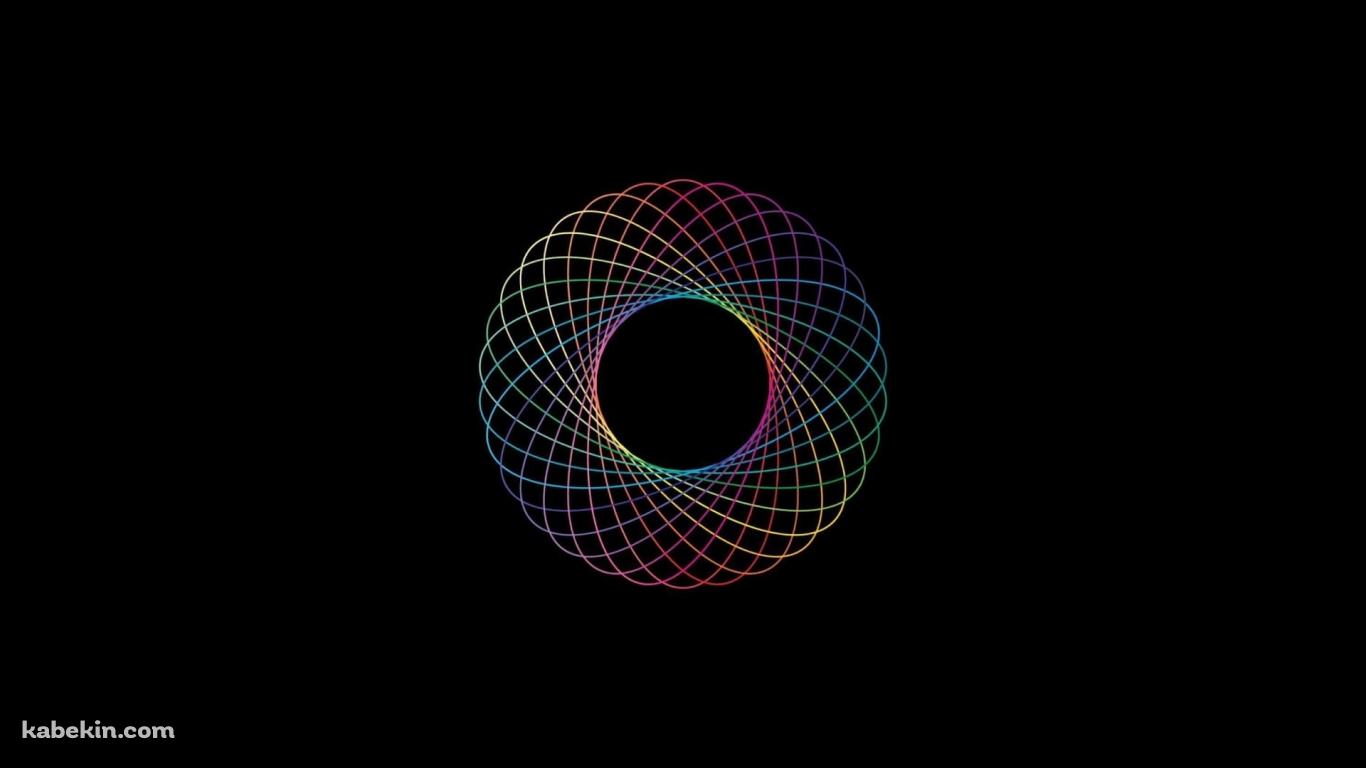 虹色 楕円 アブストラクトの壁紙(1366px x 768px) 高画質 PC・デスクトップ用
