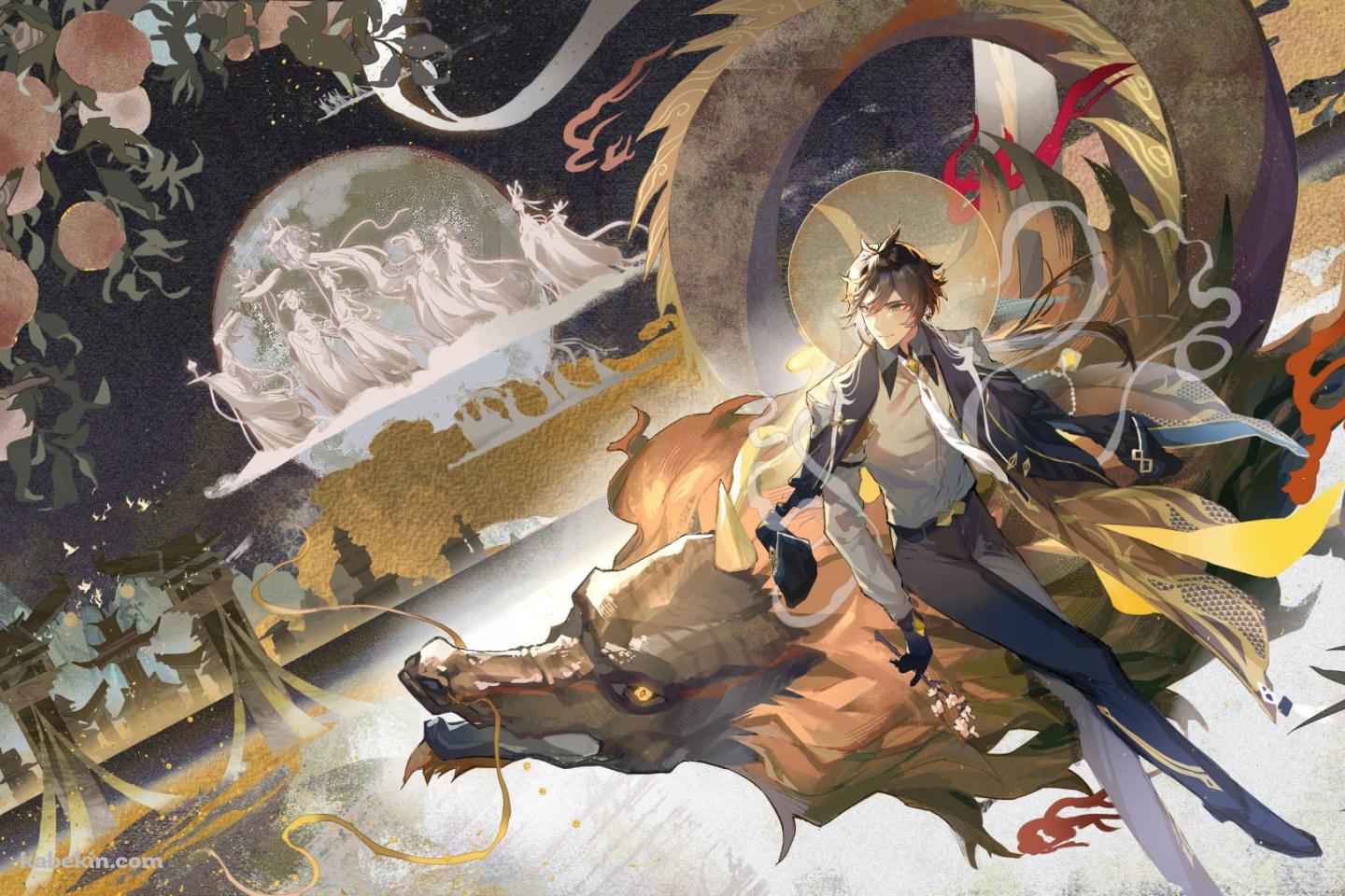 かっこいい鍾離(しょうり) / 背景 / 原神インパクトの壁紙(1440px x 960px) 高画質 PC・デスクトップ用
