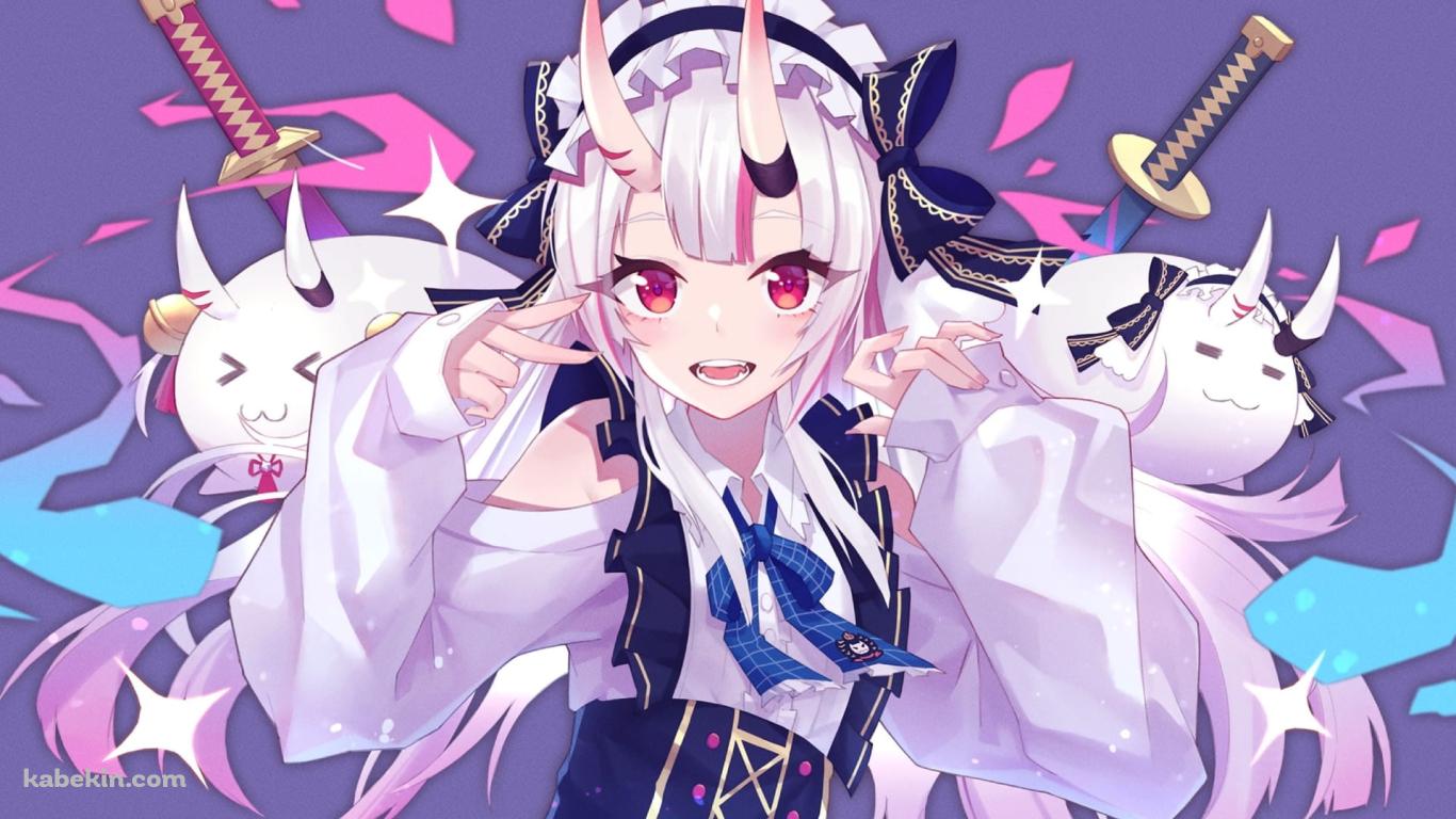 百鬼あやめ / 紫 / バーチャルYouTuber / ホロライブの壁紙(1366px x 768px) 高画質 PC・デスクトップ用