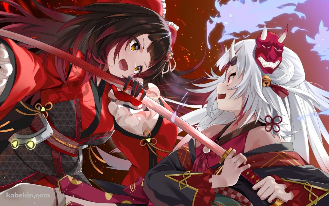 百鬼あやめ (なきり あやめ) / バーチャル鬼神 / ロボ子さん / バーチャルアイドル / バーチャルYouTuber / ホロライブの壁紙(1152px x 720px) 高画質 PC・デスクトップ用