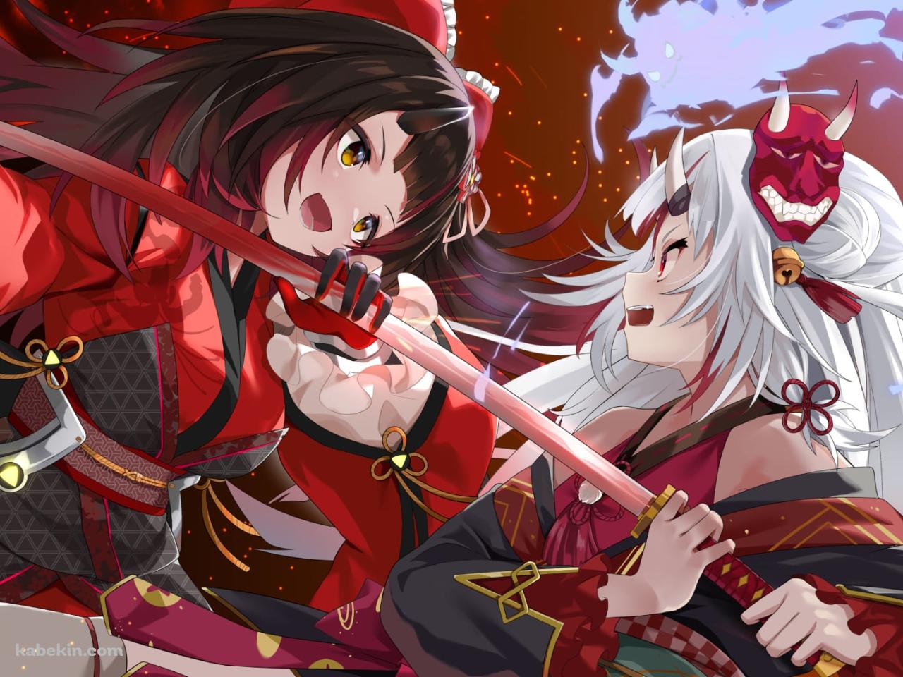 百鬼あやめ (なきり あやめ) / バーチャル鬼神 / ロボ子さん / バーチャルアイドル / バーチャルYouTuber / ホロライブの壁紙(1280px x 960px) 高画質 PC・デスクトップ用