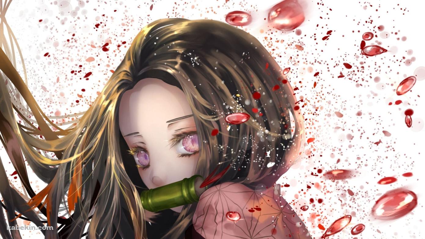 竈門禰豆子（かまどねずこ） / 鬼滅の刃 / 背景の壁紙(1391px x 783px) 高画質 PC・デスクトップ用