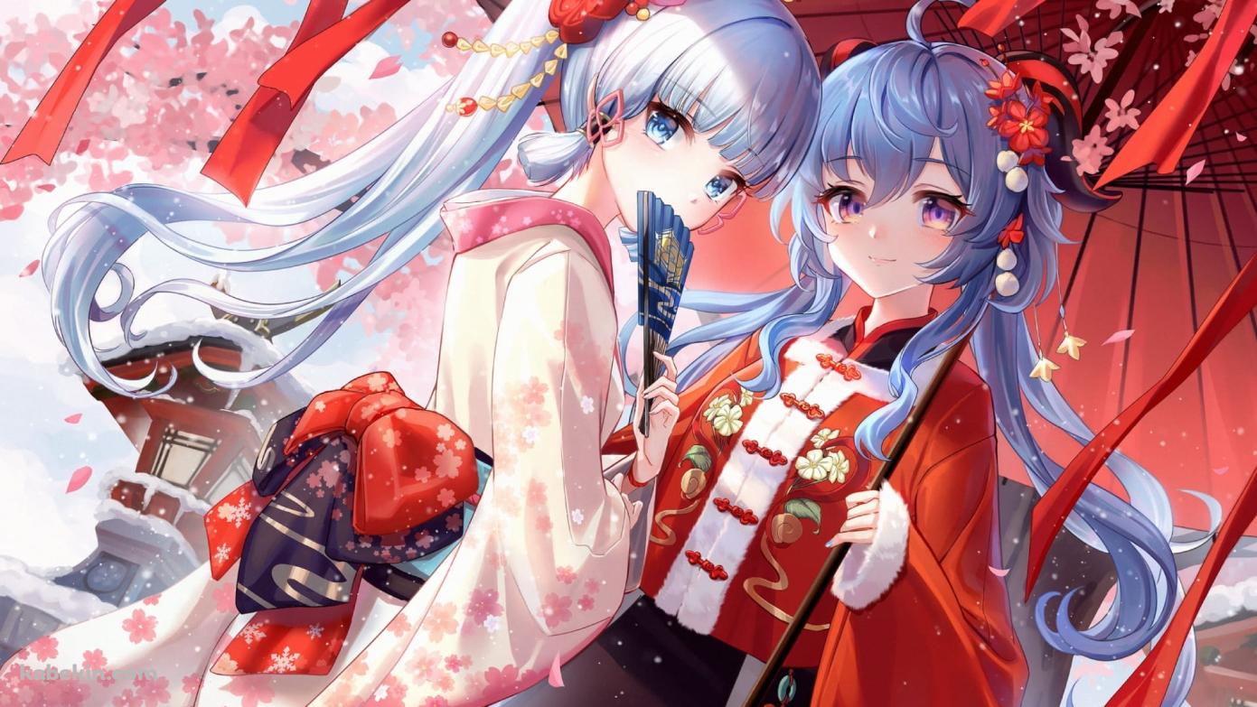 かわいい甘雨(かんう) / 神里 綾華(かみさとあやか) / 原神の壁紙(1391px x 783px) 高画質 PC・デスクトップ用