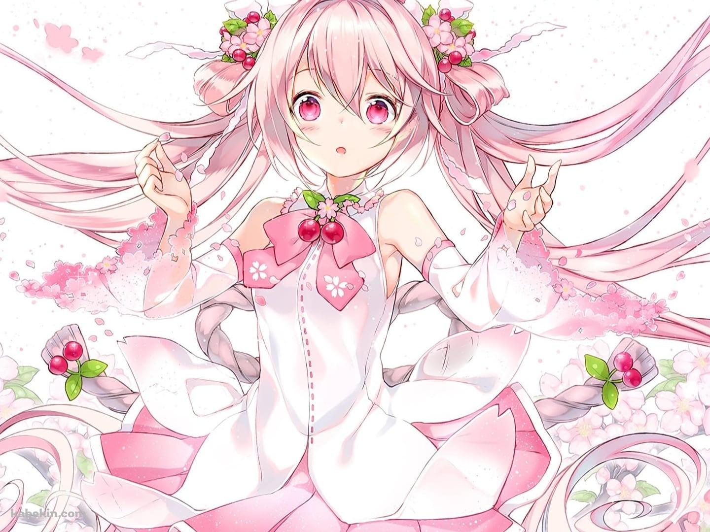 かわいい桜ミク / ボーカロイドの壁紙(1440px x 1080px) 高画質 PC・デスクトップ用
