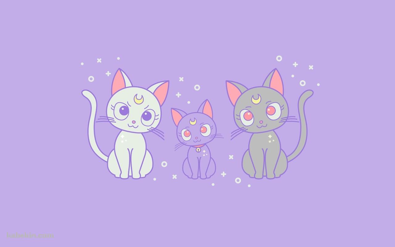 セーラームーン / ルナ / アルテミス / ダイアナ / 猫の壁紙(1280px x 800px) 高画質 PC・デスクトップ用
