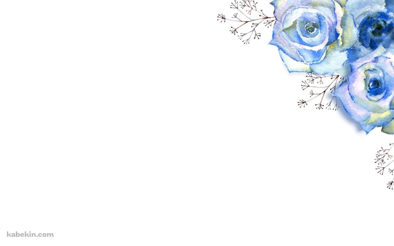 綺麗な青い薔薇 / 水彩の壁紙(1280px x 800px) 高画質 PC・デスクトップ用