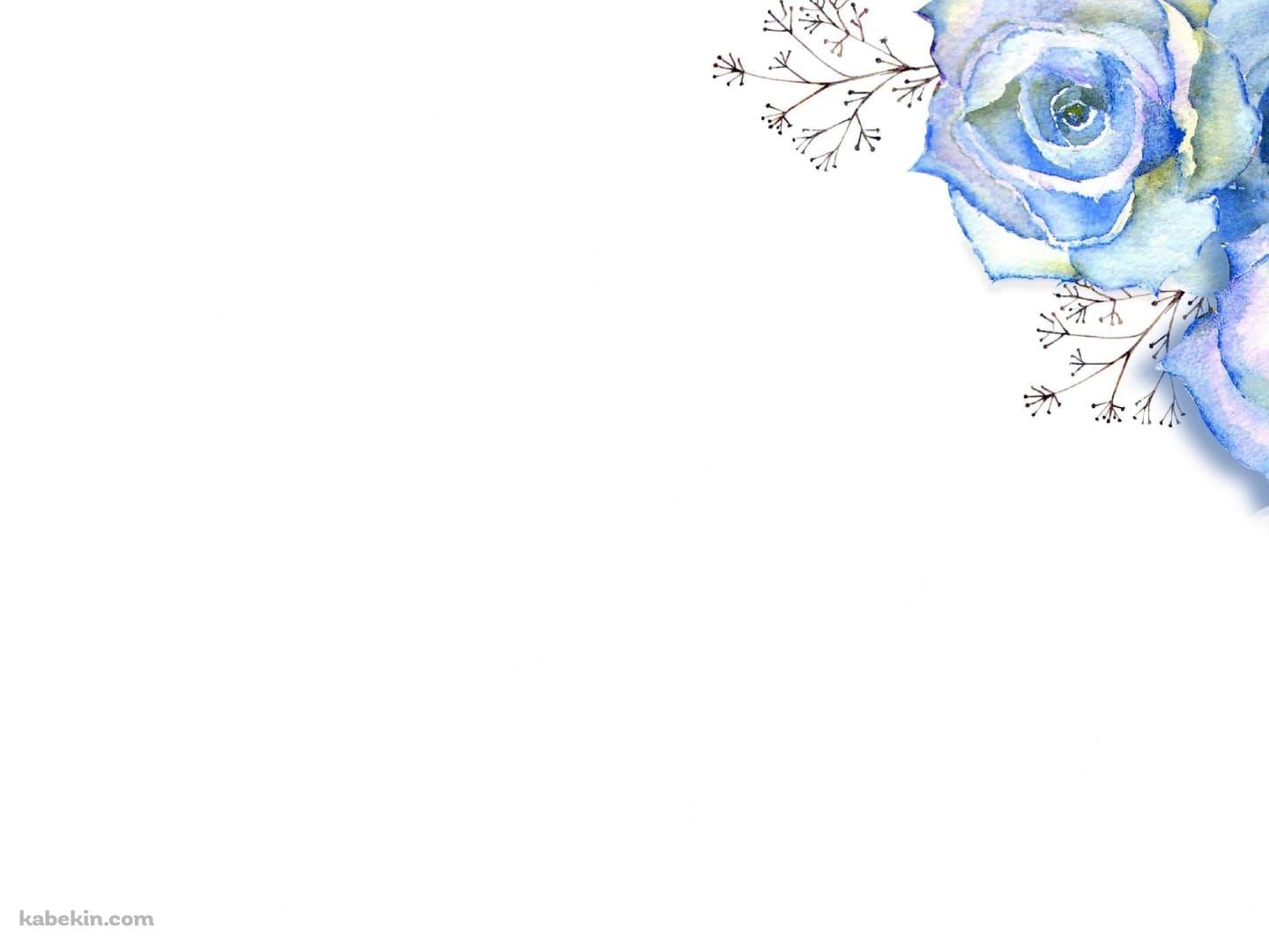 綺麗な青い薔薇 / 水彩の壁紙(1440px x 1080px) 高画質 PC・デスクトップ用