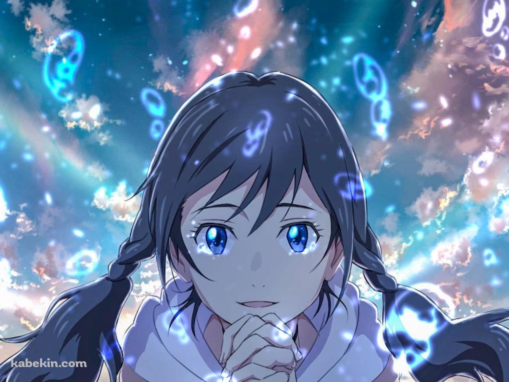お祈りをする天野陽菜(あまの ひな) / 100％の晴れ女 / 天気の子の壁紙(1024px x 768px) 高画質 PC・デスクトップ用