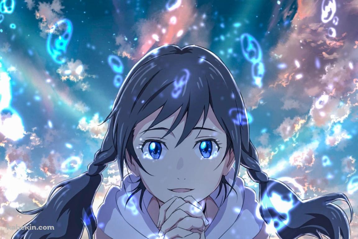 お祈りをする天野陽菜(あまの ひな) / 100％の晴れ女 / 天気の子の壁紙(1152px x 768px) 高画質 PC・デスクトップ用