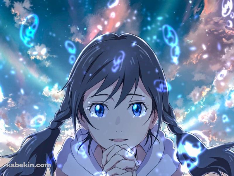 お祈りをする天野陽菜(あまの ひな) / 100％の晴れ女 / 天気の子の壁紙(800px x 600px) 高画質 PC・デスクトップ用