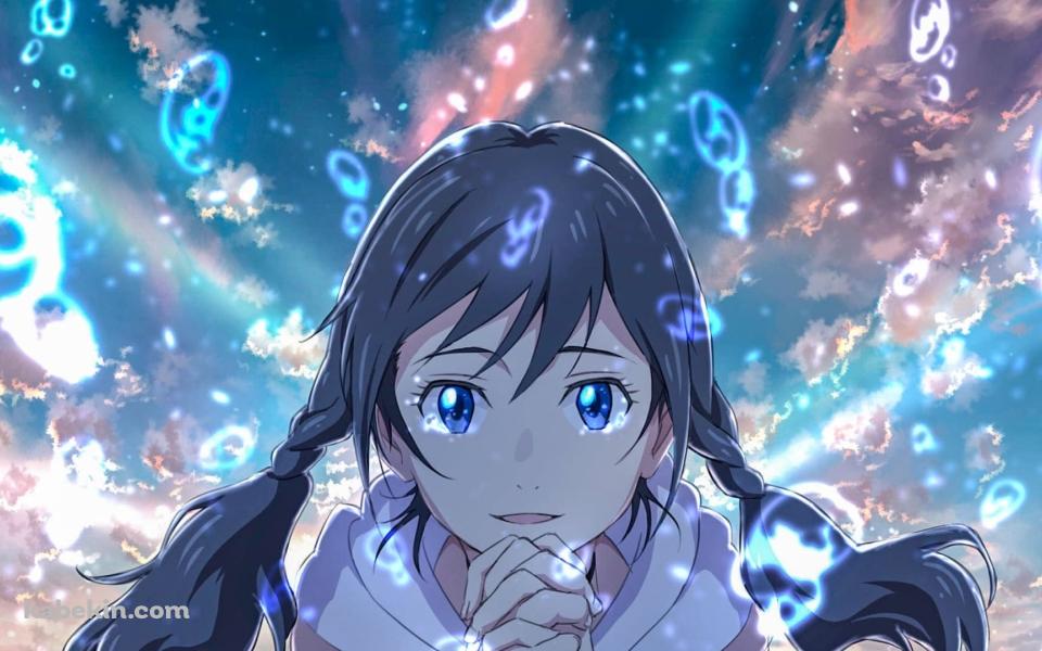 お祈りをする天野陽菜(あまの ひな) / 100％の晴れ女 / 天気の子の壁紙(960px x 600px) 高画質 PC・デスクトップ用