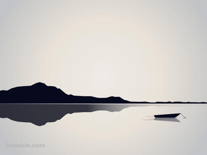 ミニマルな背景 / 山と湖とボート / シルエットの壁紙(800px x 600px) 高画質 PC・デスクトップ用