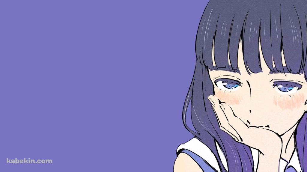 頬杖をつく少女 / かわいい / 紫の壁紙(1024px x 576px) 高画質 PC・デスクトップ用