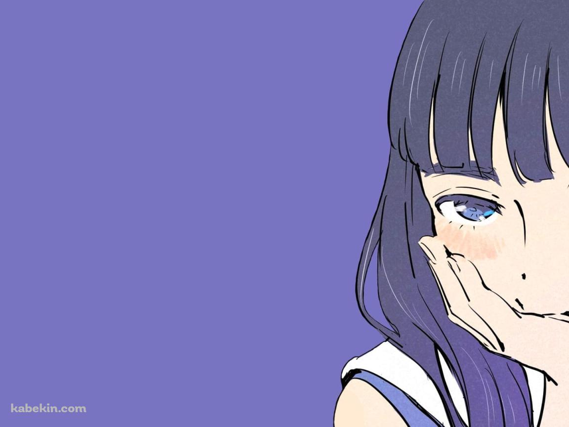 頬杖をつく少女 / かわいい / 紫の壁紙(1152px x 864px) 高画質 PC・デスクトップ用