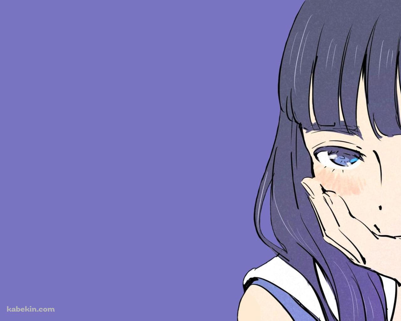 頬杖をつく少女 / かわいい / 紫の壁紙(1280px x 1024px) 高画質 PC・デスクトップ用