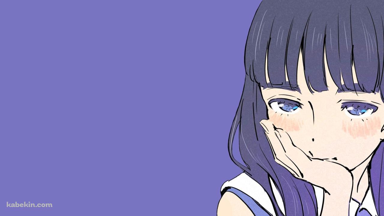 頬杖をつく少女 / かわいい / 紫の壁紙(1280px x 720px) 高画質 PC・デスクトップ用