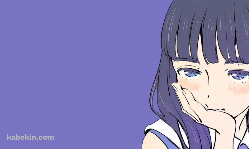 頬杖をつく少女 / かわいい / 紫の壁紙(800px x 480px) 高画質 PC・デスクトップ用