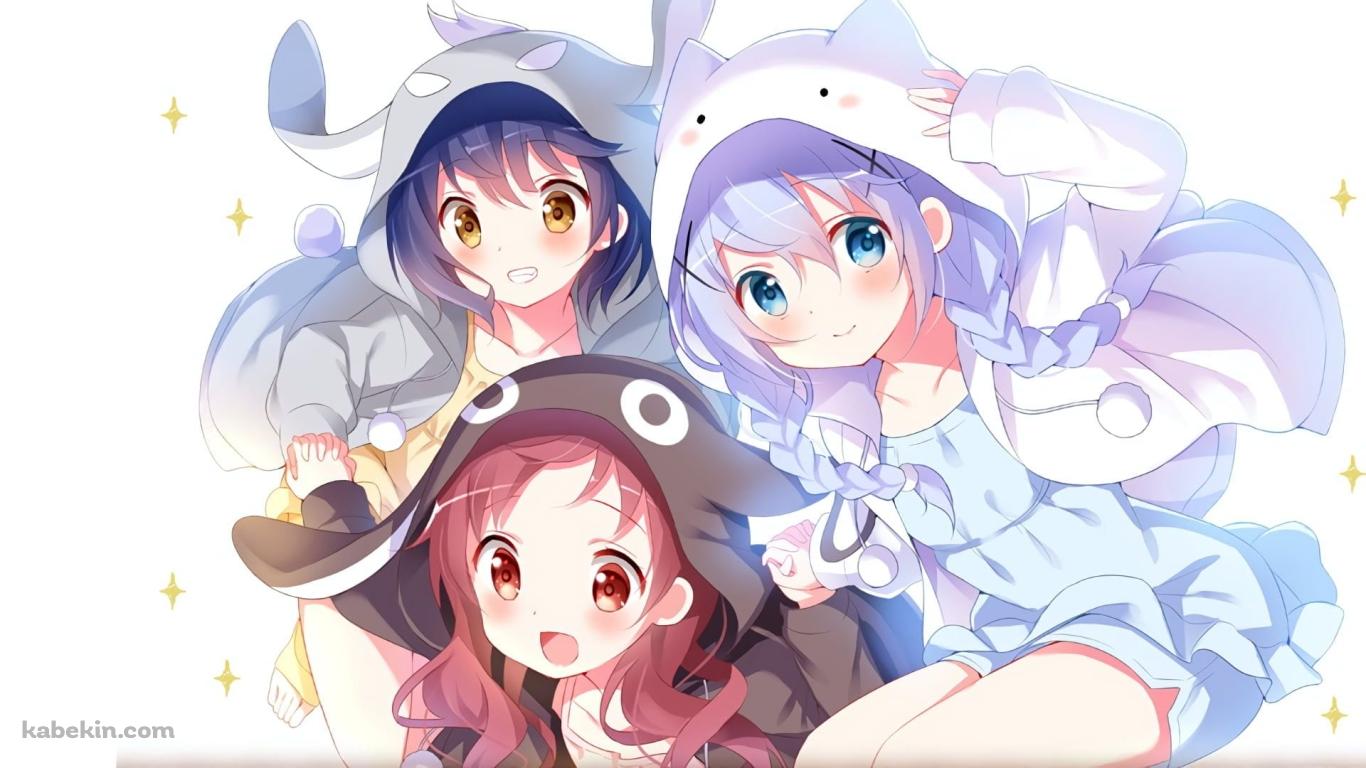 チマメ隊 / 香風 智乃 / 条河 麻耶 / 奈津 恵 / ご注文はうさぎですか? / ファンアートの壁紙(1366px x 768px) 高画質 PC・デスクトップ用