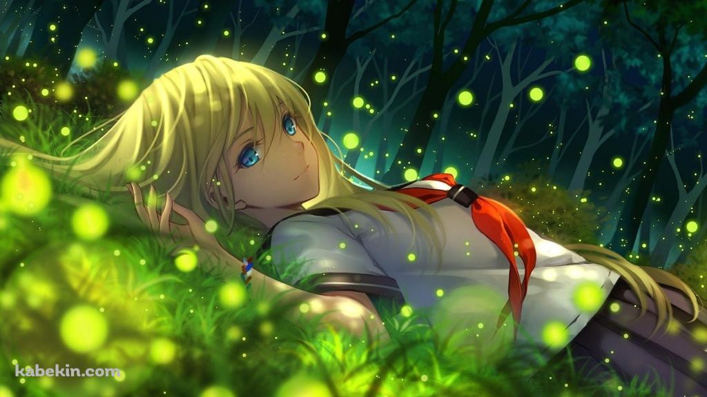 蛍の森 / 女子高生 / かわいいの壁紙(1024px x 576px) 高画質 PC・デスクトップ用
