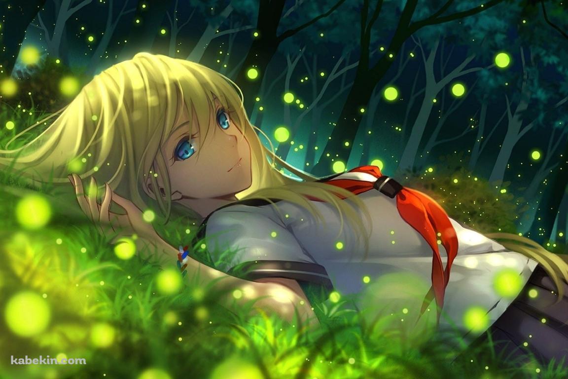 蛍の森 / 女子高生 / かわいいの壁紙(1152px x 768px) 高画質 PC・デスクトップ用