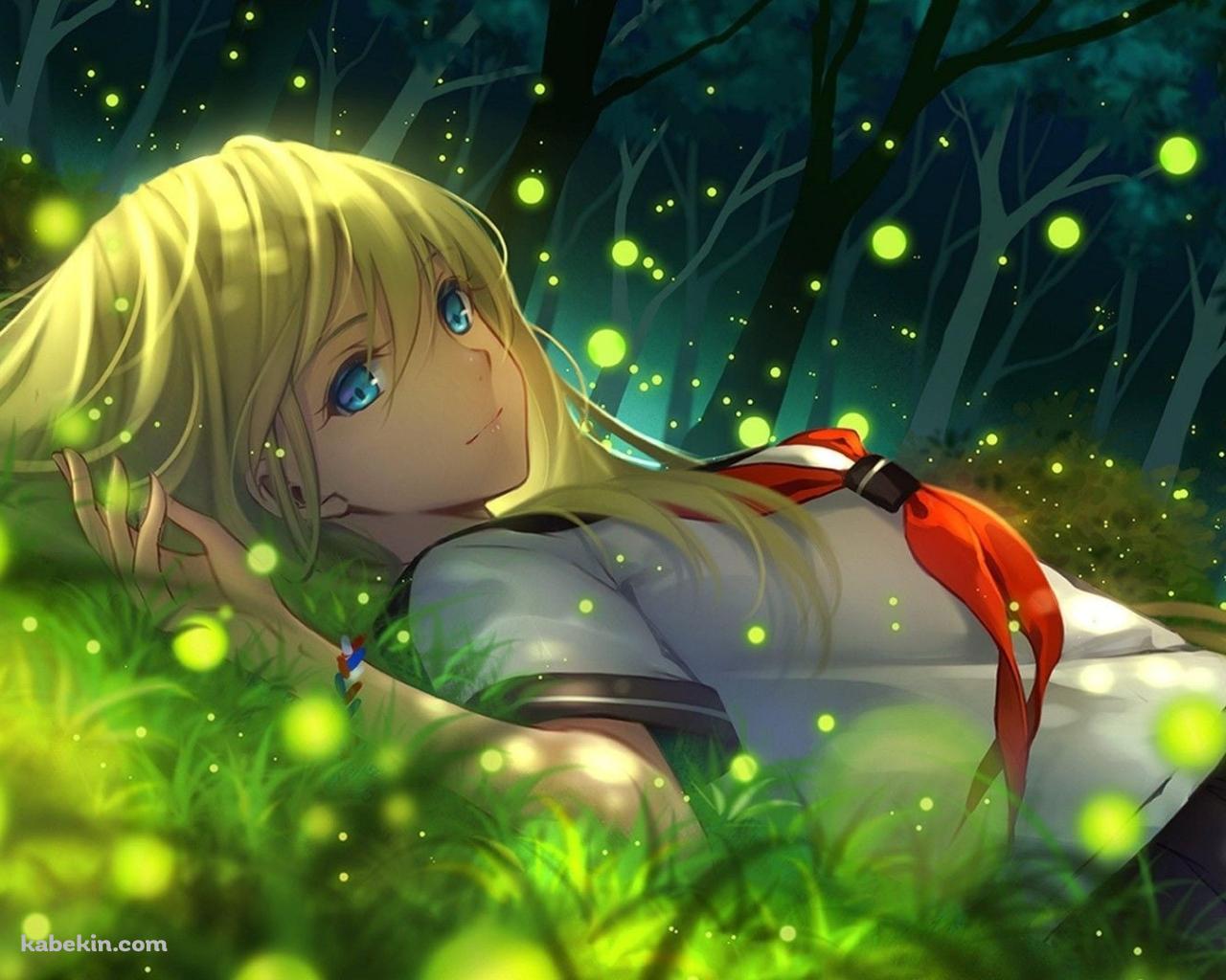 蛍の森 / 女子高生 / かわいいの壁紙(1280px x 1024px) 高画質 PC・デスクトップ用