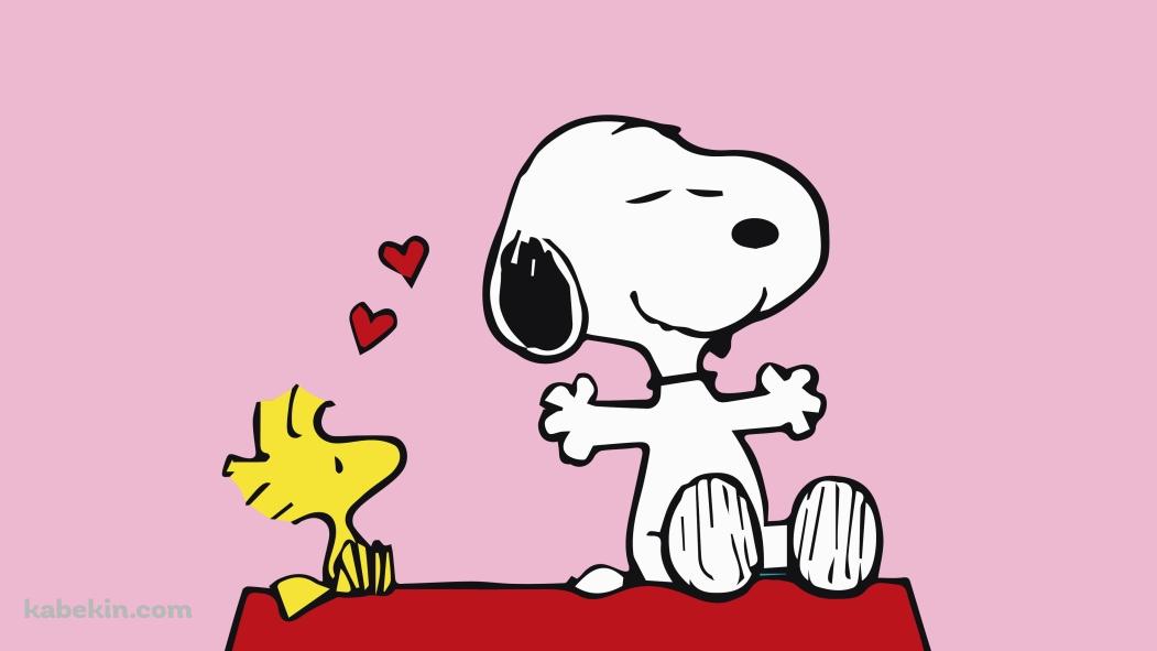 かわいいスヌーピーとウッドストック / ピンク / SNOOPYの壁紙(1051px x 591px) 高画質 PC・デスクトップ用