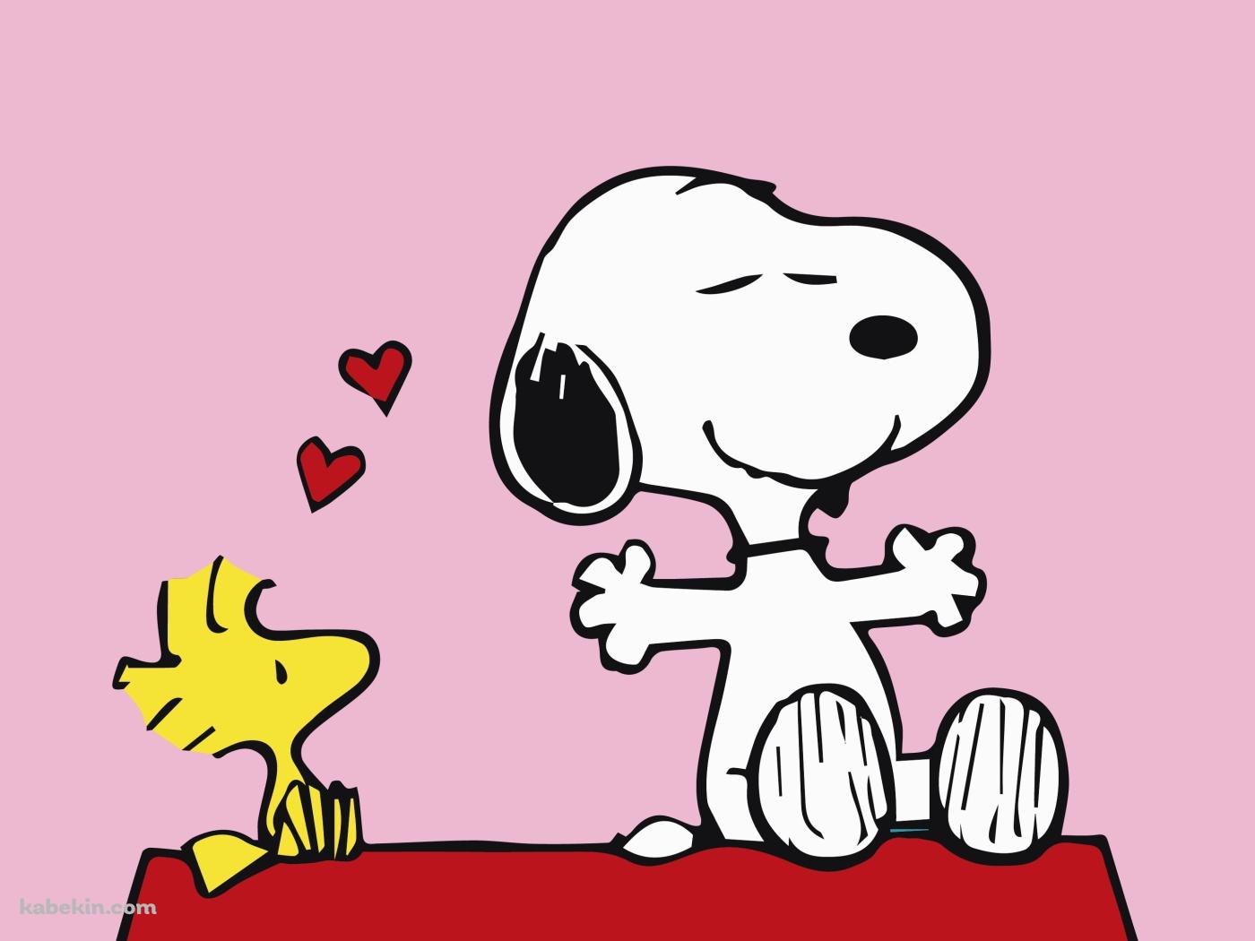 かわいいスヌーピーとウッドストック / ピンク / SNOOPYの壁紙(1400px x 1050px) 高画質 PC・デスクトップ用