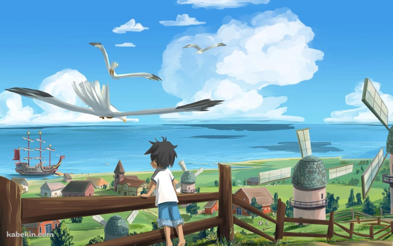 ONE PIECE / ルフィ / 幼少期 / フーシャ村 / カモメの壁紙(1280px x 800px) 高画質 PC・デスクトップ用