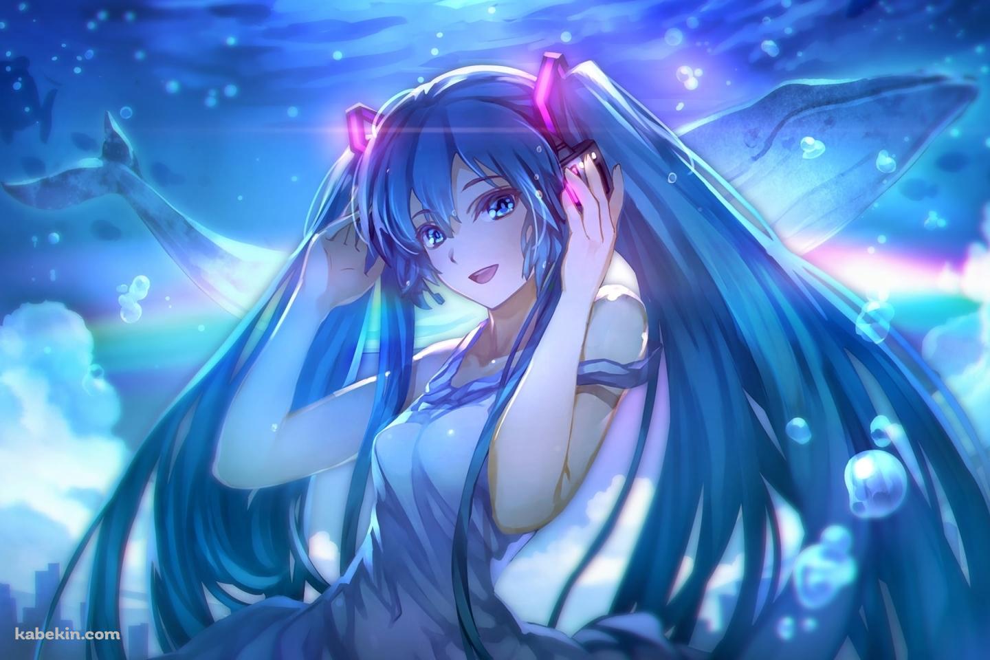 初音ミクと鯨 / ボカロ / ボーカロイドの壁紙(1440px x 960px) 高画質 PC・デスクトップ用